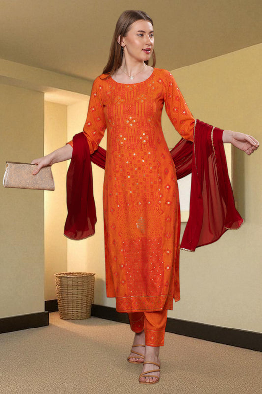 Casual Ethnic Straight Kurta Set With Dupatta