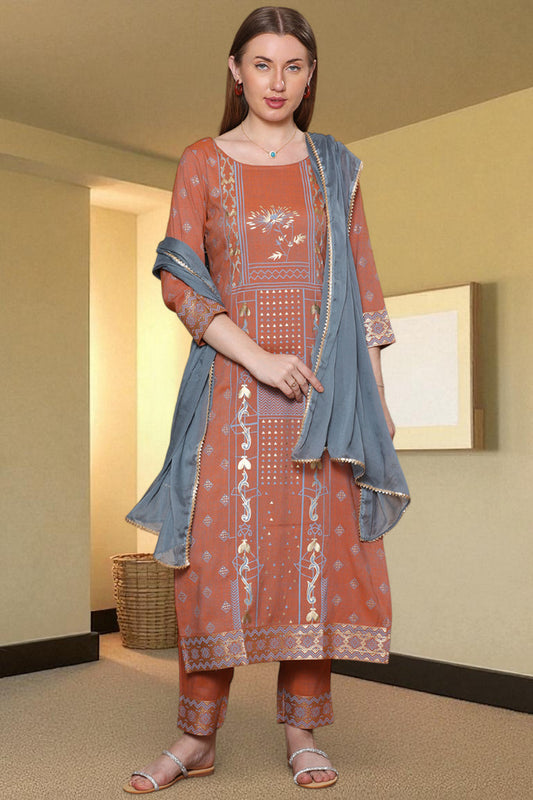 Casual Ethnic Straight Kurta Set With Dupatta