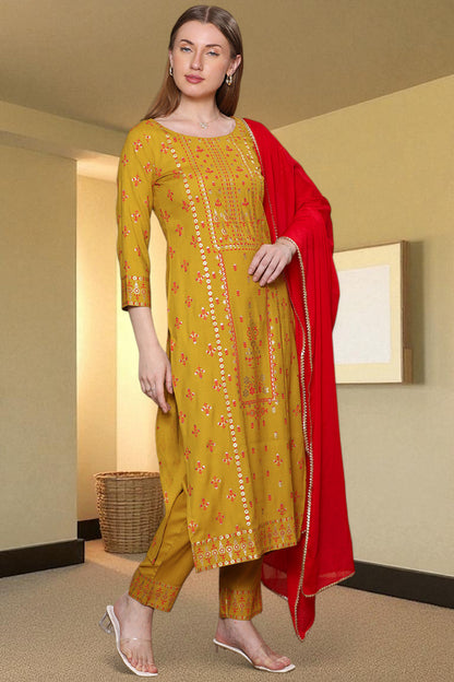Casual Ethnic Straight Kurta Set With Dupatta