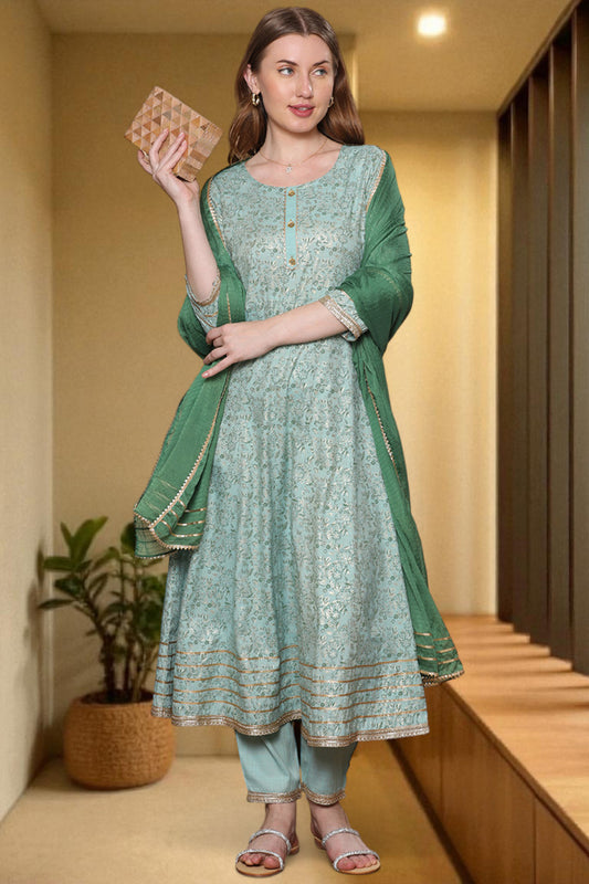 Festive Anarkali Kurta Set – Elegant Design with Dupatta