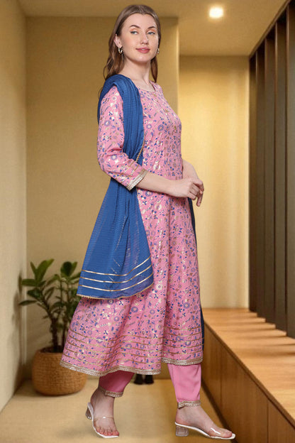 Festive Anarkali Kurta Set – Elegant Design with Dupatta