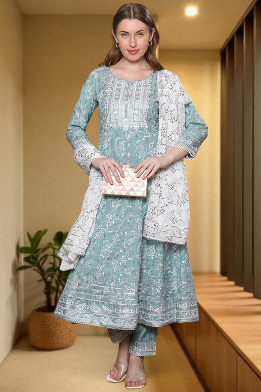 Festive Anarkali Kurta Set – Elegant Design with Dupatta