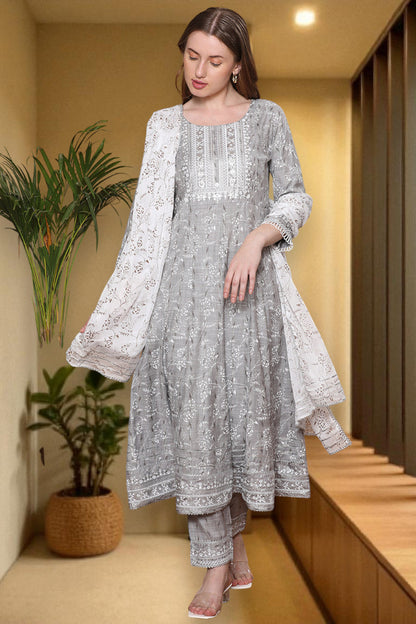 Festive Anarkali Kurta Set – Elegant Design with Dupatta