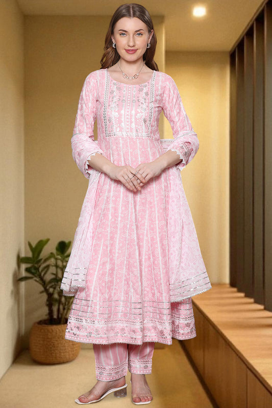 Festive Anarkali Kurta Set – Elegant Design with Dupatta