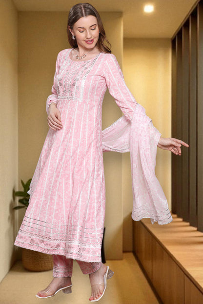 Festive Anarkali Kurta Set – Elegant Design with Dupatta