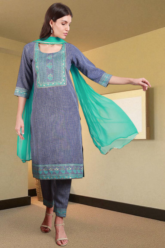 Casual Ethnic Straight Kurta Set With Dupatta