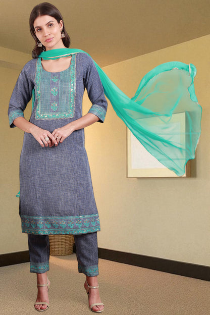 Casual Ethnic Straight Kurta Set With Dupatta