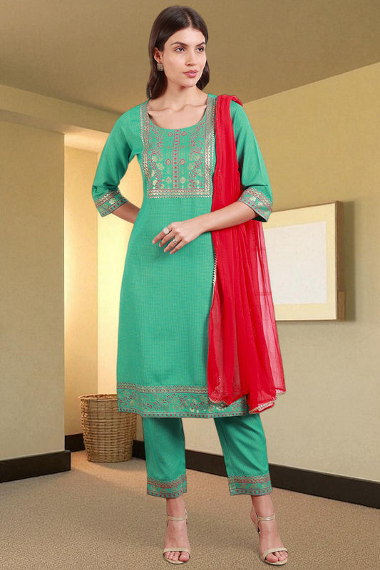 Casual Ethnic Straight Kurta Set With Dupatta