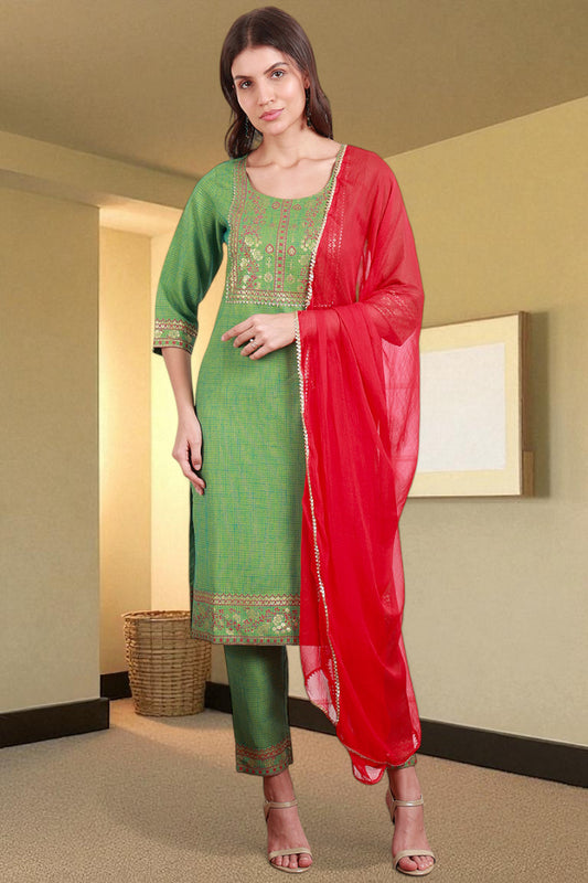 Casual Ethnic Straight Kurta Set With Dupatta