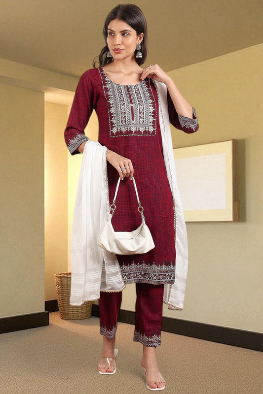 Casual Ethnic Straight Kurta Set With Dupatta