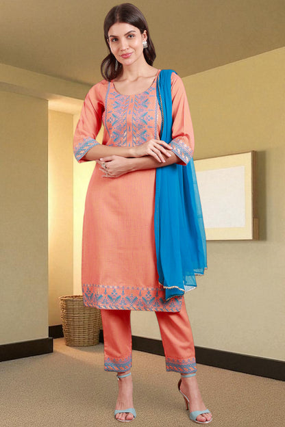 Casual Ethnic Straight Kurta Set With Dupatta
