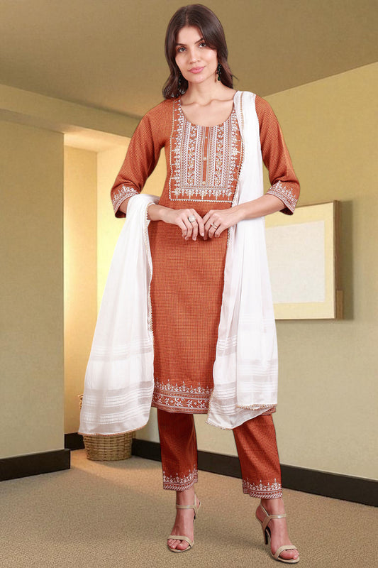 Casual Ethnic Straight Kurta Set With Dupatta