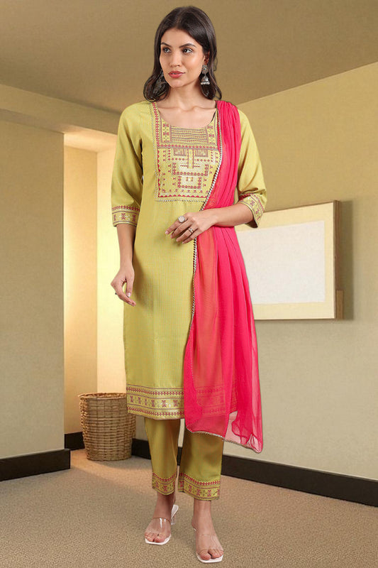 Casual Ethnic Straight Kurta Set With Dupatta