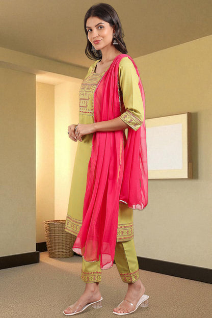 Casual Ethnic Straight Kurta Set With Dupatta