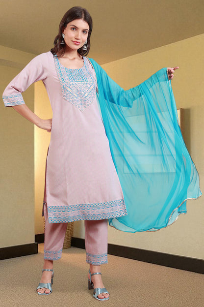 Casual Ethnic Straight Kurta Set With Dupatta