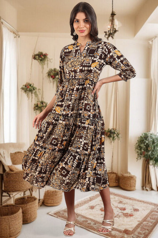 Elegant Printed Midi Dress For Every Occasion