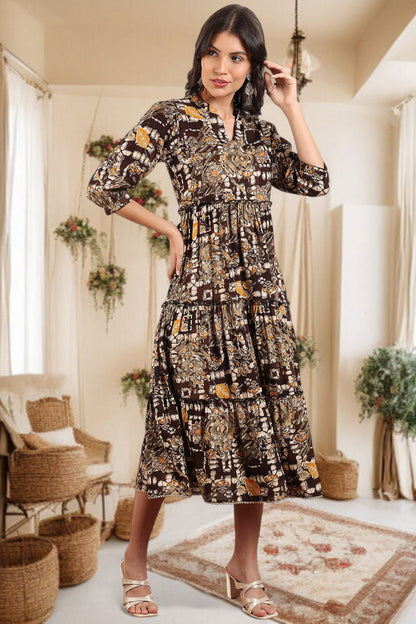 Elegant Printed Midi Dress For Every Occasion