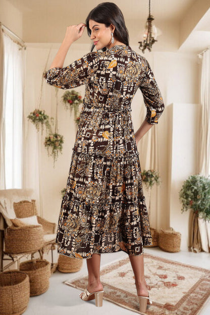 Elegant Printed Midi Dress For Every Occasion