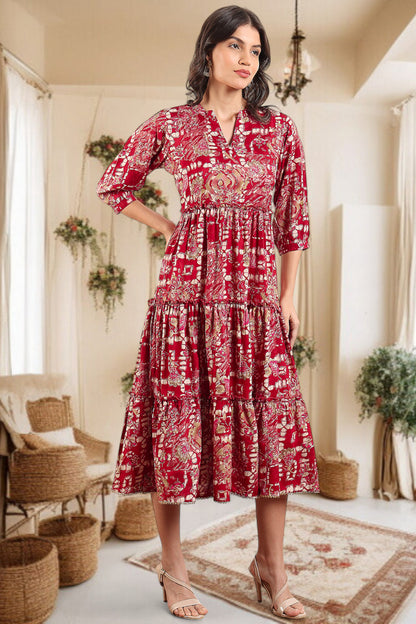 Elegant Printed Midi Dress For Every Occasion