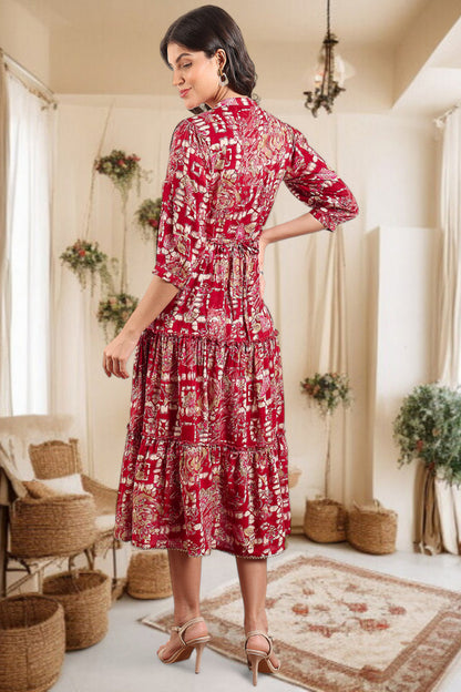 Elegant Printed Midi Dress For Every Occasion