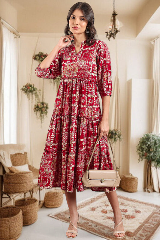 Elegant Printed Midi Dress For Every Occasion