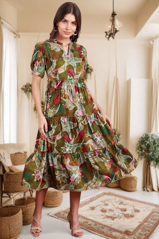 Elegant Printed Midi Dress For Every Occasion