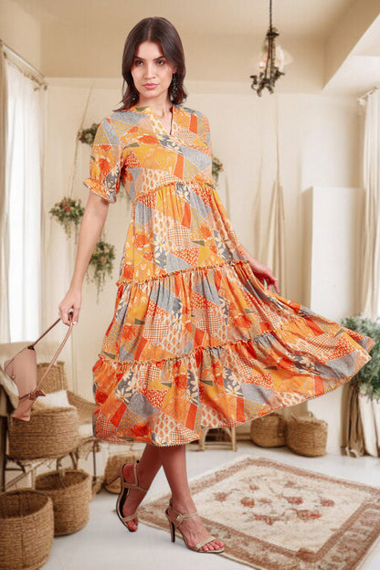 Elegant Printed Midi Dress For Every Occasion