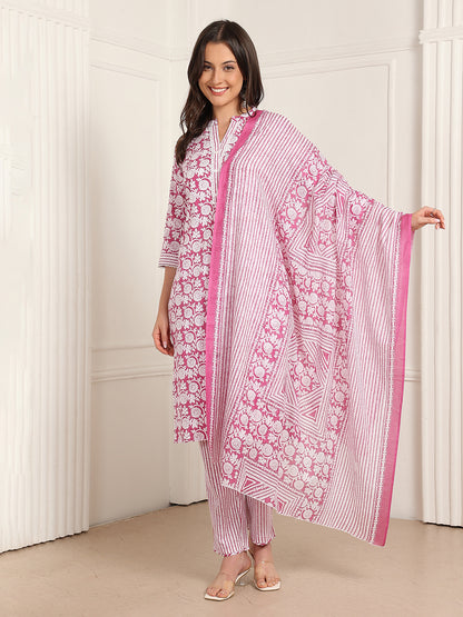 Casual Ethnic Straight Kurta Set With Dupatta (DS842)