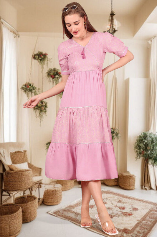 Ethereal Elegance- Stylish Casual & Party Wear Midi Dress