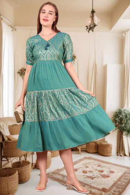 Ethereal Elegance- Stylish Casual & Party Wear Midi Dress