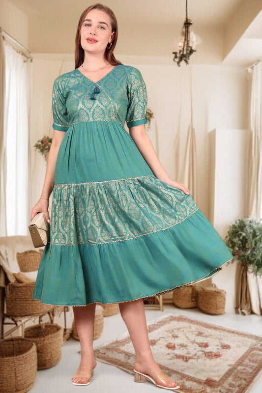 Ethereal Elegance- Stylish Casual & Party Wear Midi Dress