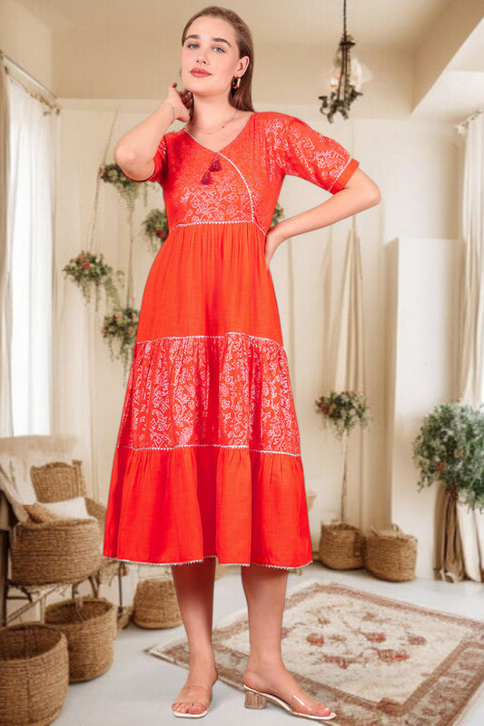 Ethereal Elegance- Stylish Casual & Party Wear Midi Dress