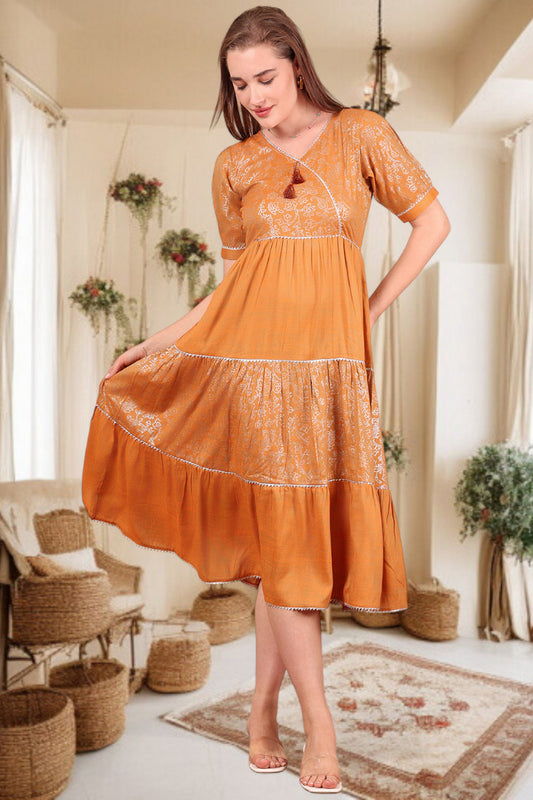 Ethereal Elegance- Stylish Casual & Party Wear Midi Dress