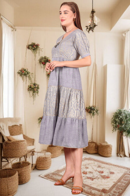 Ethereal Elegance- Stylish Casual & Party Wear Midi Dress