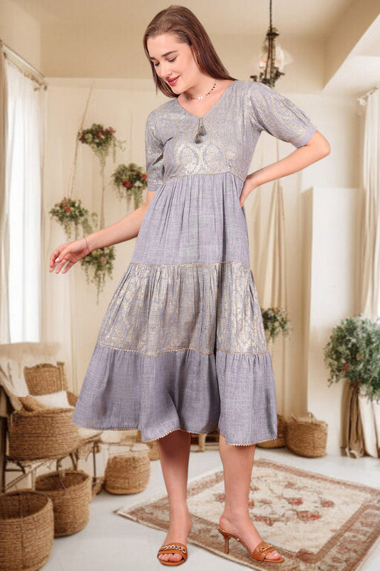 Ethereal Elegance- Stylish Casual & Party Wear Midi Dress