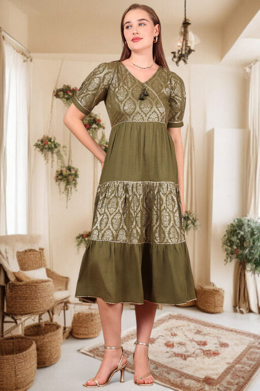 Ethereal Elegance- Stylish Casual & Party Wear Midi Dress
