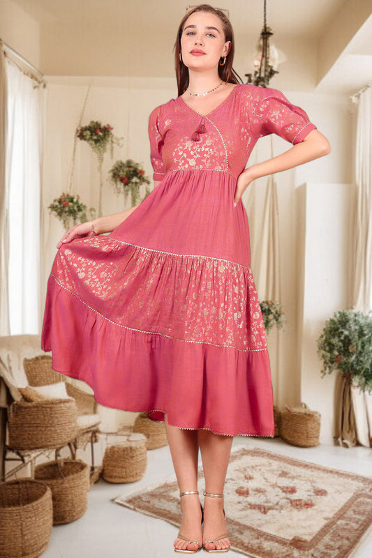 Ethereal Elegance- Stylish Casual & Party Wear Midi Dress