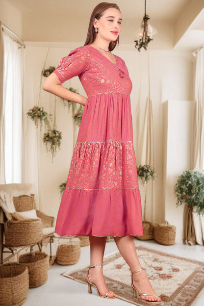 Ethereal Elegance- Stylish Casual & Party Wear Midi Dress