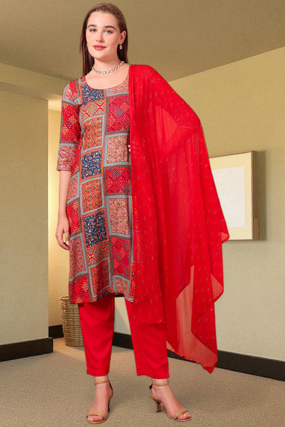 Casual Ethnic Straight Kurta Set With Dupatta
