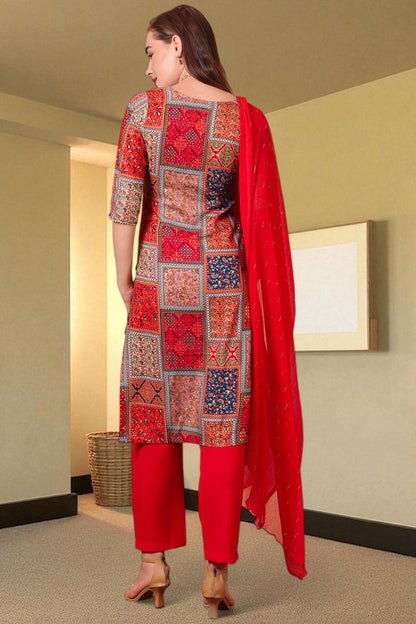 Casual Ethnic Straight Kurta Set With Dupatta