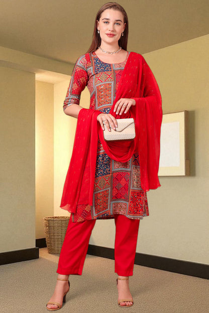 Casual Ethnic Straight Kurta Set With Dupatta