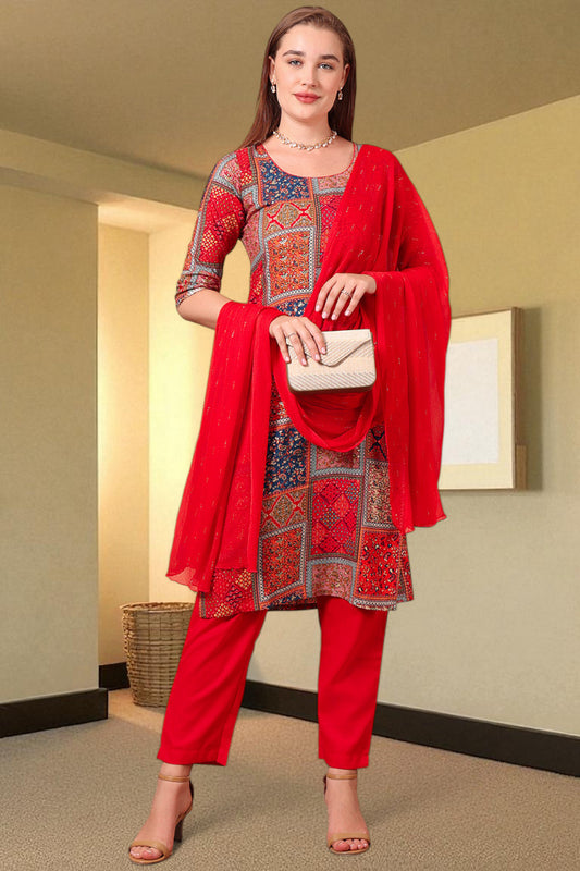 Casual Ethnic Straight Kurta Set With Dupatta