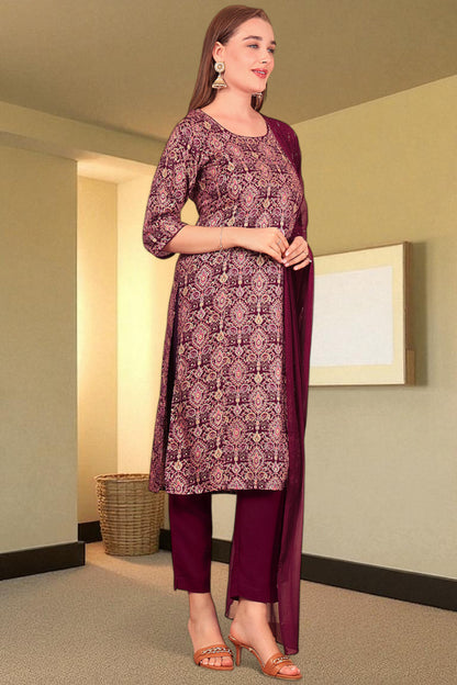 Casual Ethnic Straight Kurta Set With Dupatta