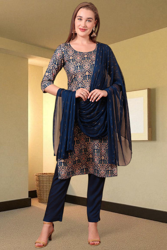 Casual Ethnic Straight Kurta Set With Dupatta