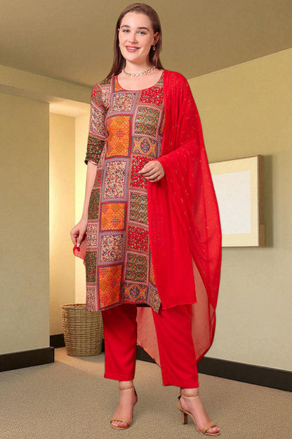 Casual Ethnic Straight Kurta Set With Dupatta