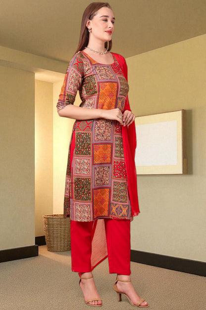 Casual Ethnic Straight Kurta Set With Dupatta