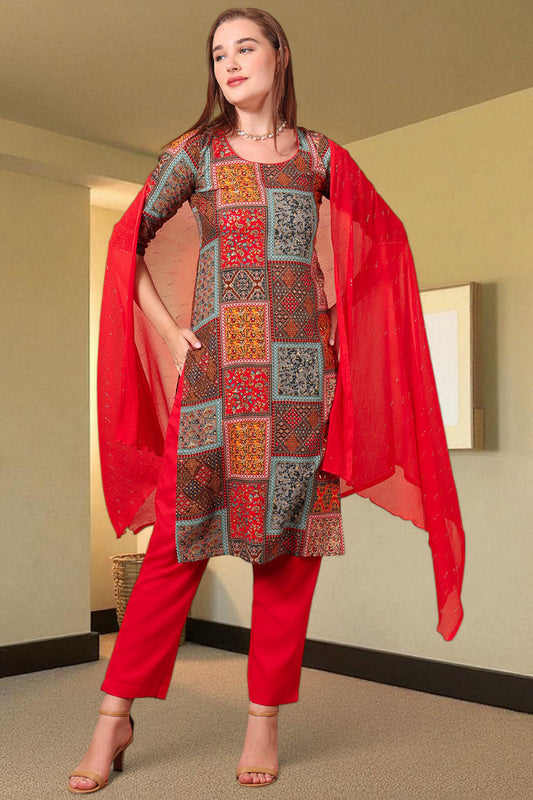 Casual Ethnic Straight Kurta Set With Dupatta