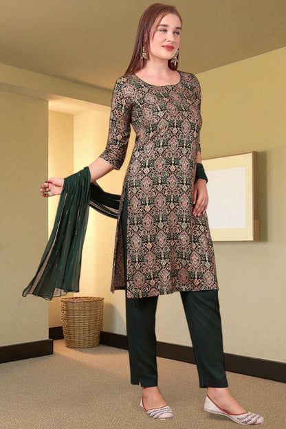 Casual Ethnic Straight Kurta Set With Dupatta