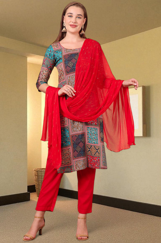 Casual Ethnic Straight Kurta Set With Dupatta