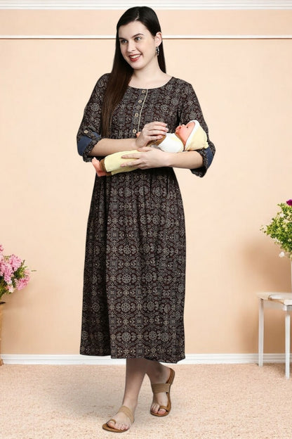 Rayon Printed Maternity Kurta – Designed for Pregnancy & Nursing